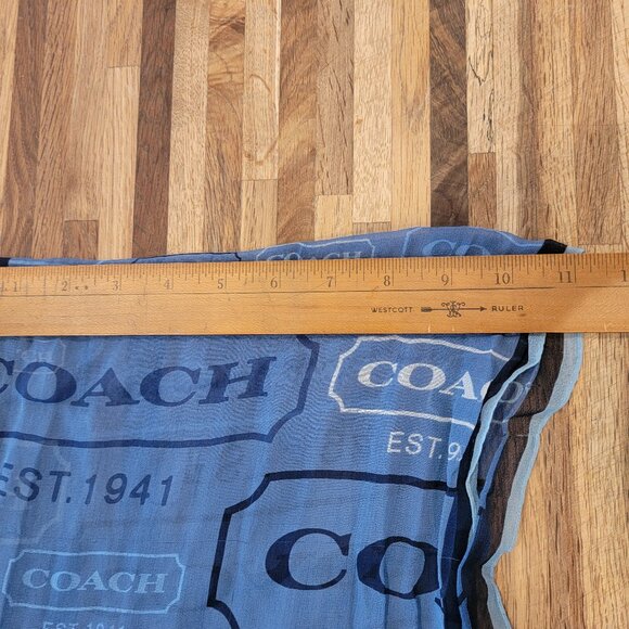 Coach Logo Blue Semi Sheer Chiffon Scarf - Picture 5 of 6